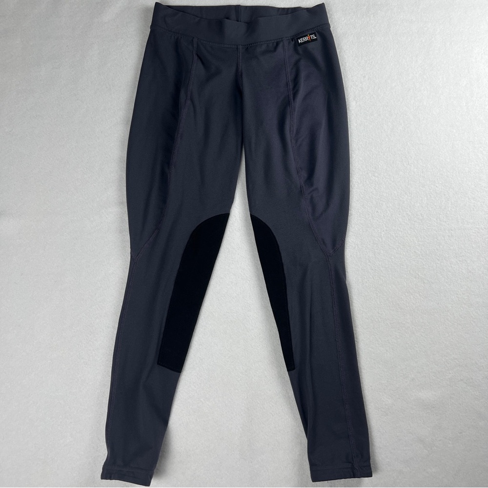 Kerrits Women's Flow Rise Performance Riding‎ Tight Black Knee Patch Gray Medium